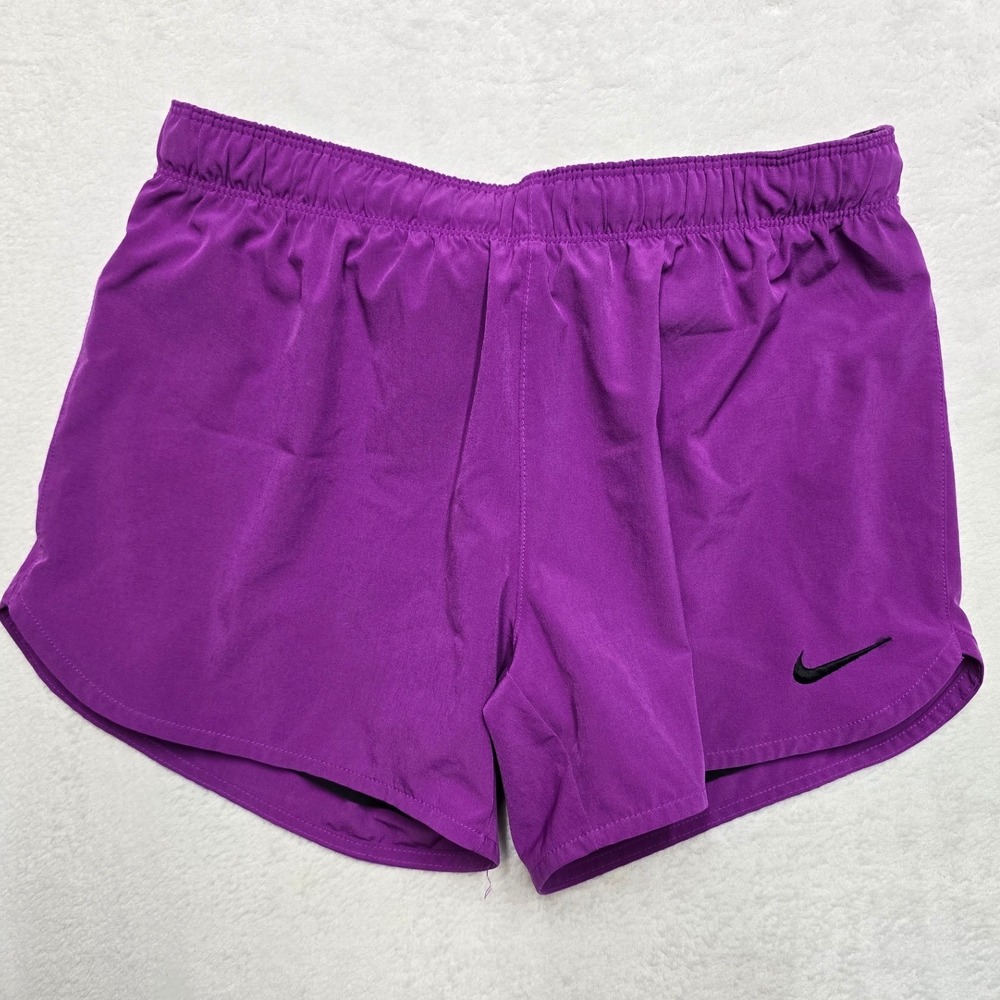 Nike Dri-FIT Running Shorts Purple Just Do It Waistband Womens Small Workout